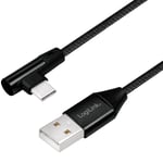 Vinklad USB-C-kabel LogiLink USB 2.0 Max 3A 1 m