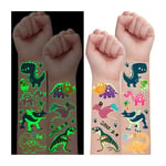 Leesgel Tatouage Enfant Garçon, 30 Feuilles Brillent Dans Le Noir Tatouage Dinosaure Stickers pour Cadeau et Jouet, Accessoire pour Petit Cadeau Pinata Anniversaire pour Garçons et Filles de tout âge