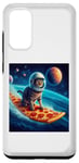 Coque pour Galaxy S20 Chat surfant sur planche de surf pizza, chat portant un casque de surf