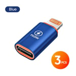 Elough-Adaptateur Otg Usb C Vers Pluies,Connecteur Otg Rapide,Convertisseur Mâle Vers Type C Femelle,Ios,Iphone 14,13,11,Macbook,20w - Type 3pcs Blue