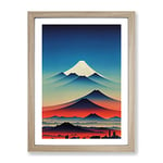 The Abstract Mountain Landscape No.3 Framed Print for Living Room Bedroom Home Office Décor, Wall Art Picture Ready to Hang, Oak A2 Frame (64 x 46 cm)