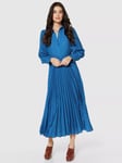 Closet London Pleated Spot Print Shirt Midi Dress, Blue/Purple