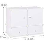 Étagère 4 casiers armoire compartiments plastique chaussures modulable blanc