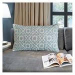 Aitliving Housse de Coussin pour traversin Lombaire - Motif Treillis brodé - Bleu Aquatique - 1 pièce - Série géométrique Mina - Porcelaine - Bleu Clair - 30 x 50 cm - Glacier Airy - Bleu Clair