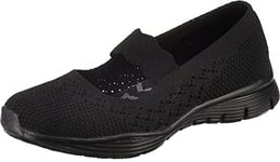 Skechers Girl's Seager - Power Hitter Engineered Knit Mary Jane Flat, Black, 2.5 UK