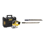 DEWALT Scie Sauteuse XR 18V Li-ion, avec Coffret TSTAK et Éclairage LED - Courses à Vide 3200tr/min, Coupe Bois 135mm / Acier 10mm, DCS334NT-XJ + Lame XPC pour le bois HCS Lot de 20, dt2176-QZ