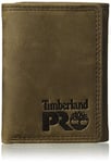 Timberland PRO Portefeuille à Trois Volets en Cuir RFID avec fenêtre pour Carte d'identité, Marron foncé/Pullman, Taille Unique Homme