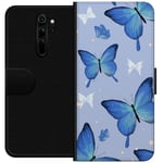 Tegnebogsetui til Xiaomi Redmi Note 8 Pro  med Blå sommerfugle motiv