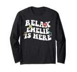 Retro Groovy Relax EMELIE Is Here Funny Mother's Day Name Long Sleeve T-Shirt