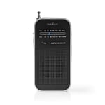 FM-radio | Portabel design | AM / FM | Batteridriven | Analog | 1.5 W | Svart Vit Skärm | Bluetooth | Hörlursuttag | Aluminium