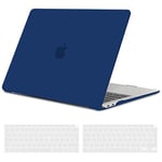 TECOOL Coque Compatible avec MacBook Air M1 (A2337) et MacBook Air 13 Pouces 2020 2019 2018 (A2179 A1932), Coque Rigide en Plastique Fine et Protection Clavier (UE AZERTY), Bleu Marine