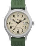 Timex Men's Expedition Scout 40mm Watch, Green Silicone Strap Natural Dial IP Steel Case