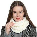 DonDon Écharpe femme hiver Écharpe tube snood Écharpe en laine Tour de Cou Cache cou - Blanc