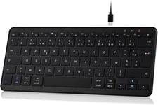 Clavier sans Fil Bluetooth,Mini Clavier AZERTY Français,Clavier Léger Silencieux,Rechargeable USB C,12 Raccourcis Multimédias,pour Mac,iPad,iPhone,Android,Windows-Noir(Q94)