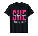 Strong Fighter Warrior She is my mom Breast Cancer Awareness T-Shirt