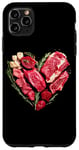 Coque pour iPhone 11 Pro Max Graphique culinaire pour la Saint-Valentin, barbecue, viande de bœuf crue, cœur, papa et chef