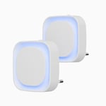 YUNLEX 2 Pcs Veilleuse LED Automatique, Lampe de Nuit à Capteur Crépusculaire, 3 niveaux de luminosité Dimmmable Veilleuse Enfant avec Prise, pour Couloir, cuisine, salle de bains (Azur)