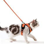 Wdmiya Harnais Chat Petit Chien Laisse Harnais Chaton Réglable Gilet Refléchissant Respirant, Collier Harnais et Laisses Sécurité Anti-évasion pour Lapin Chats et Chiots (XS, Orange)