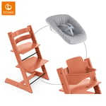 STOKKE® Mega Tripp Trapp® Set Matstol bok Terracotta inkl. Newborn Set™ Grey och Babyset Terracotta