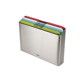 Joseph Joseph Folio Icon Steel 4-Piece Colour coded Chopping Board Set, Slimline Case for Organised Kitchen Storage, Large, Stainless Steel