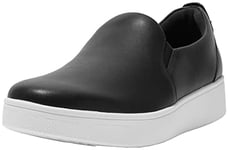 Fitflop Women's Rally Leather Slip On Skate Sneakers, Black, 3 UK