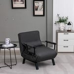 Fauteuil Convertible à Lit 1 Place, Fauteuil de Salon 4-en-1, Dossier Réglable en 6 Positions avec Oreiller Gris Foncé - Costway