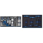 Draper 63540 1/4", 3/8" and 1/2" Socket 84 Piece Set in Full Drawer Eva Insert Tray, Blue & 63503 T' Handle Ball End Hexagon Key 7 Piece Set in 3/4 Drawer Eva Insert Tray, Blue