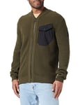 BOSS Mens Kotron Mixed-material jacket with half-cardigan rib