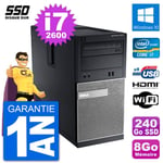 PC Dell 3010 MT i7-2600 RAM 8Go SSD 240Go HDMI Windows 10 Wifi