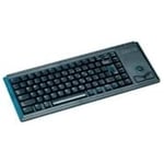 CHERRY Compact-Keyboard G84-4400, American layout, QWERTY keyboard, wired keyboard, mechanical keyboard, ML mechanics, integrated optical trackball plus 2 mouse buttons, black