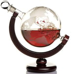 Kemstood Carafe whisky (850 ml) avec globe gravé pour liqueur, bourbon, vodka dans un coffret cadeau haut de gamme – Accessoires de bar pour homme – Pour tous les types de boissons alcoolisées