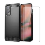 Carbon Case for OnePlus Nord 2 5G Phone Cover and Glass Screen Protector