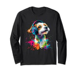 Artistic Colorful Jack Russell Terrier Headphones Dog Jacky Long Sleeve T-Shirt