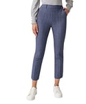 Damart - Pantalon 7/8ème Bi-Stretch, Femme, Bleu Carreaux, Taille 50, Coupe Ajustée