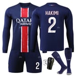 Paris Saint-Germain Barn Hemmaställ 2024-2025 Höst & Vinter Nr 2 strumpor + Vakt 28 HAKIMI No 7 socks + Guard 28