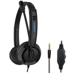TFUFR 3.5mm PC Headsets with Microphone Noise Cancelling Mic & Audio Controls for Mobile Phone Laptop PC Tablet, Wired Stereo Computer Headphone PC Headset Earphone for Office, Call Center, Online