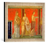 'Image encadrée de römisch "The catec hism with a Young Girl Reading and the INIT iate Making à OFFERING, North Wall, oecus 5, c.60–50 BC, reproduction dans le cadre de haute qualité Photos fait main, 40 x 30 cm, argent Raya