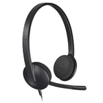 Logitech H340 Casque Filaire, Ecouteurs Stéréo avec Micro Rotatif Anti-Parasites, USB, PC/Mac/Portable/Chromebook - Noir, 6 х 17,5 х 16