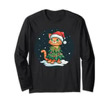 Funny Cat in Christmas Tree Costume for Cats Long Sleeve T-Shirt