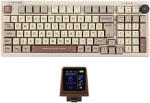 Rt100 Iso (Qwert) Clavier Mécanique Avec Mini Tv Personnalisable. 98 Touches Gasket, Knob, 5000Mah, Hot-Swap, Bluetooth/2.4Ghz/Usb-C Pour Mac/Pc/Game (Uk Retro, Flamingo Switch)