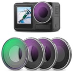 NEEWER Ensemble Filtre CPL & ND pour Action 5 Pro/4 (Pack de 4), Kit Filtre CPL+ND8+ND16+ND32 Accessoire pour Caméra Action Verre Optique HD Multicouche Compatible avec DJI Osmo Action 5 Pro/4,FL-A12