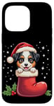 Coque pour iPhone 14 Pro Max Australian Shepherd Christmas Stocking Puppy Dog Lover