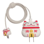 Silikonbeskytter for Apple 18W / 20W Lader - Fortune Cat - Hvit