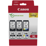 2x Canon PG545XL Black & 1x CL546 Colour Ink Cartridge For PIXMA TS3350 Printer