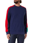 United Colors of Benetton Men's JERSEY G/C M/L 3CMAU1035 LONG SLEEVE CREWNECK SWEATSHIRT, Blue colored details 901, EL