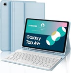 Clavier Samsung Tab A9 Plus 11"" 2023, Azerty Français Étui Clavier Magnétique Bluetooth Sans Fil Etui Housse Pour Samsung Tab A9 Plus (Sm-X210/X216/X218), Bleu Ciel