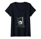 Womens Soccer Ball Goal Graphic V-Neck T-Shirt