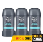 Dove Men Clean Comfort Stick Deodorant Antiperspirant 50ml 3, 6 Pack