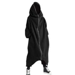 Unisex långärmad huva Nazgul lång kappa dragkedja Fleecefodrad lång luvtröja 3XL Black