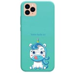 Coque turquoise Iphone 11 licorne bleu personnalisee